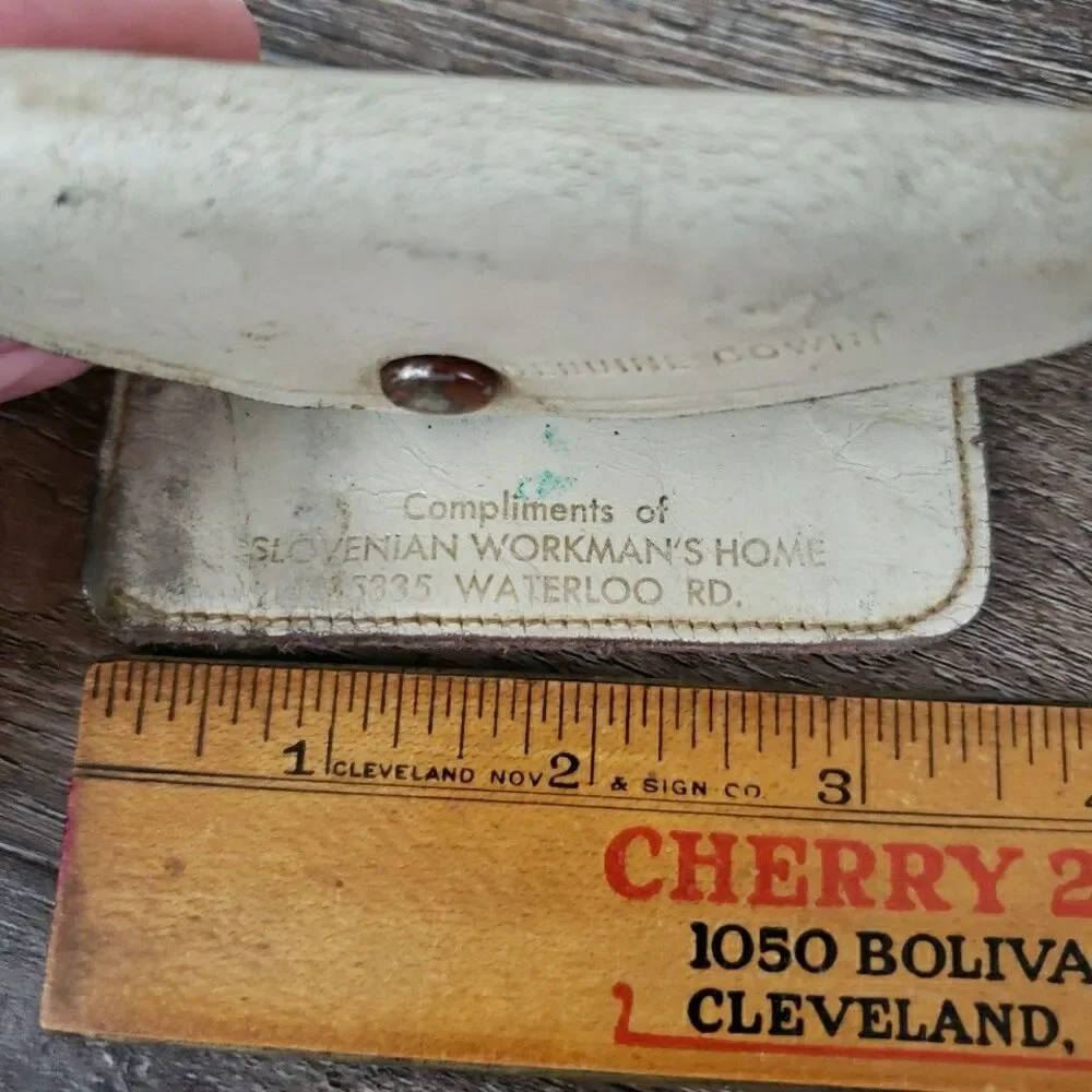 Vintage Leather Zipper Spring Temper Hook Key Card Holder Antique VTG
